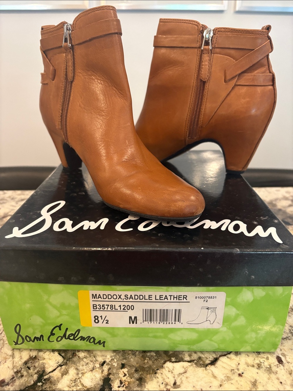 Sam Edelman Maddox Saddle Leather Ankle Booties with Side Zip